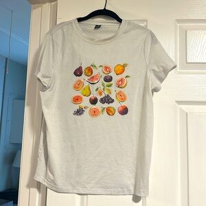 SHEIN Fruit Printed White T Shirt